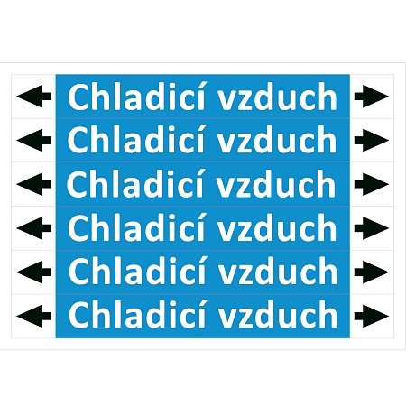 Značení potrubí ISO 20560, chladicí vzduch, 200 × 26 mm